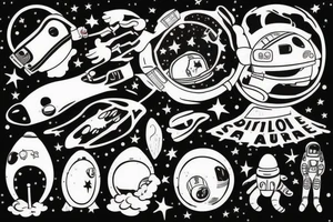 squelette d'un astronaute sous un arbre. tattoo idea