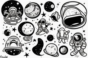 squelette d'un astronaute sous un arbre. tattoo idea
