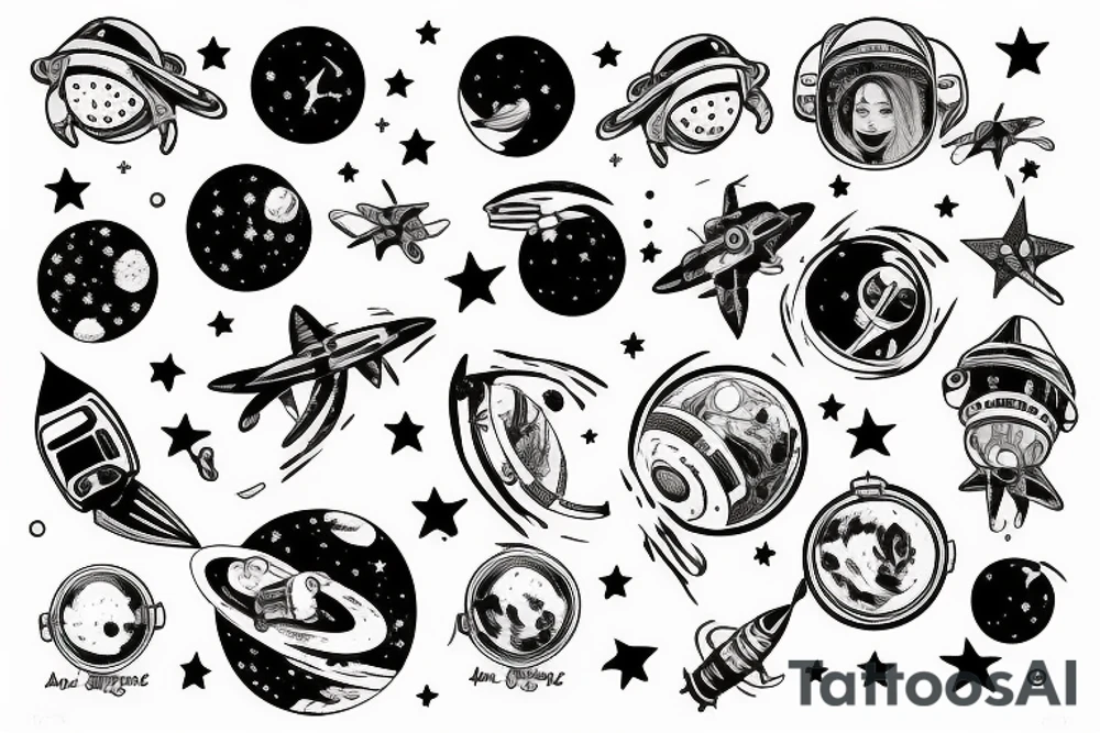 astronaute sous un arbre tattoo idea