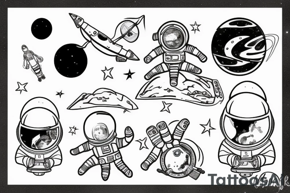 astronaute sous un arbre tattoo idea