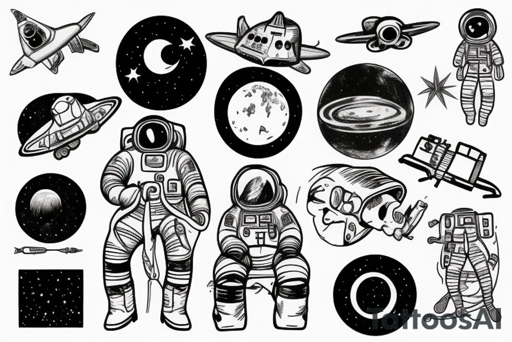 astronaute sous un arbre tattoo idea