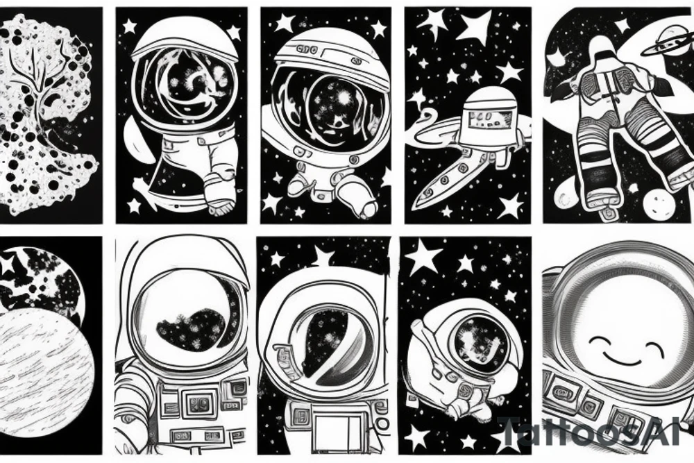 astronaute sous un arbre tattoo idea