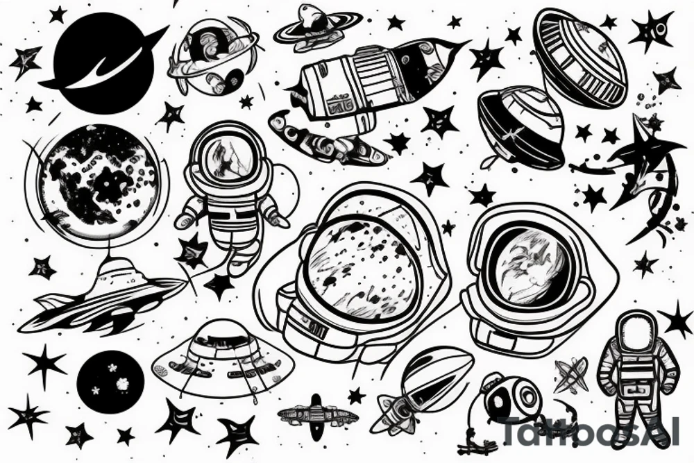 astronaute sous un arbre tattoo idea