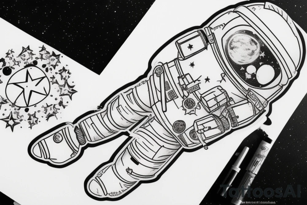 astronaute sous un arbre tattoo idea