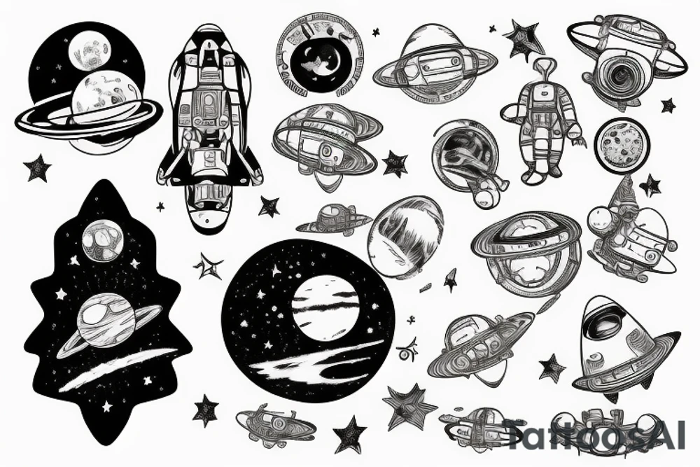 astronaute sous un arbre tattoo idea