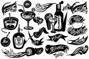 Cocktail Molotov in fire tattoo idea