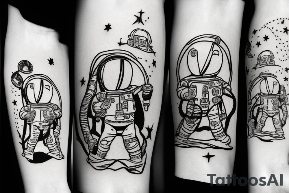 astronaute sous un arbre tattoo idea
