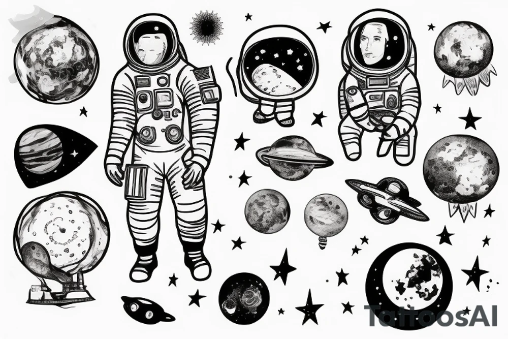 astronaute sous un arbre tattoo idea