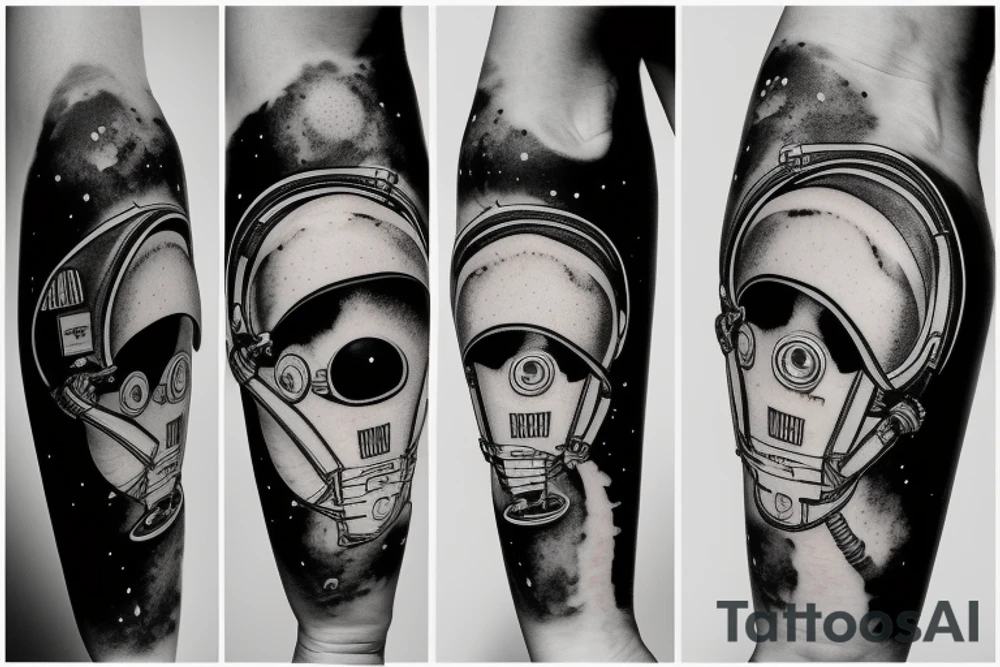 squelette dans astronaute tattoo idea