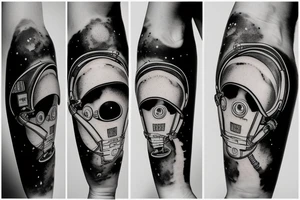 squelette dans astronaute tattoo idea