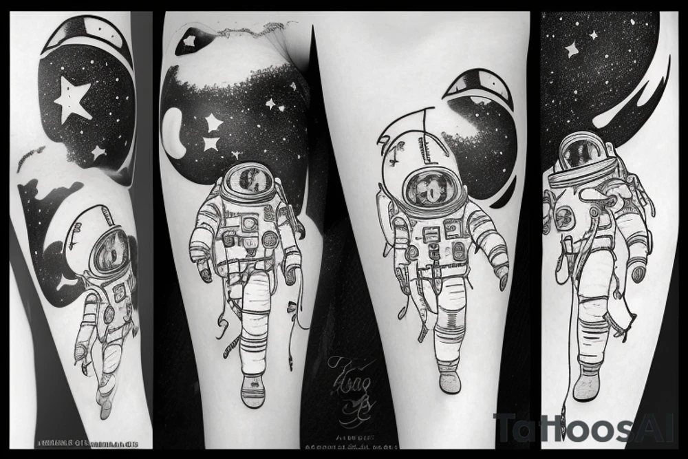 astronaute sous un arbre tattoo idea
