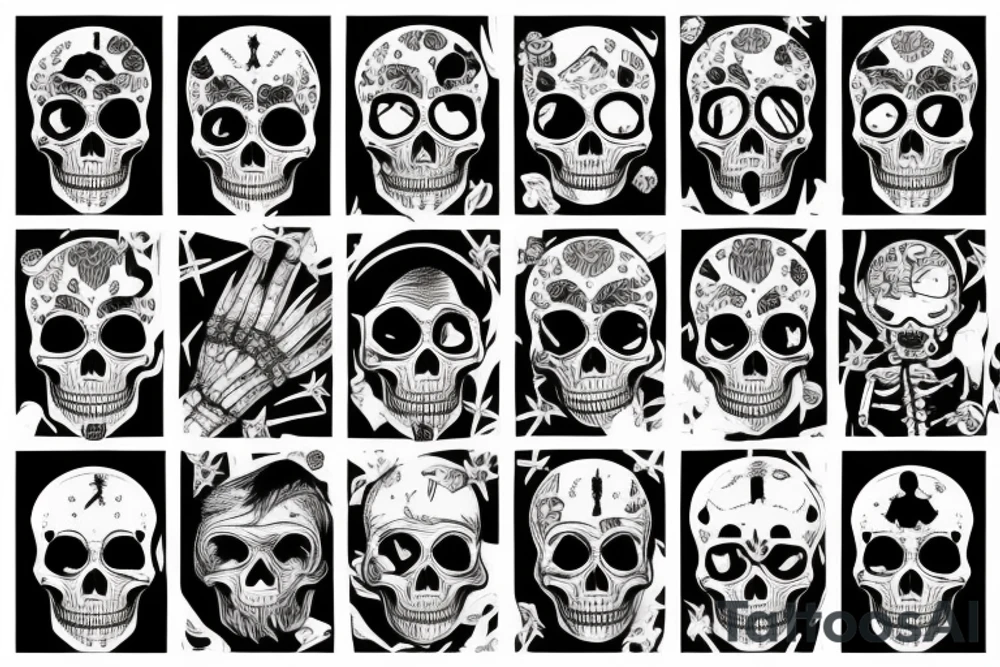 skeleton in astronaut tattoo idea