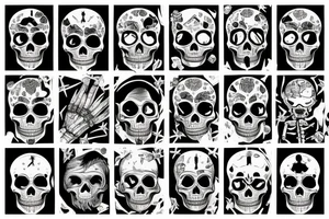 skeleton in astronaut tattoo idea