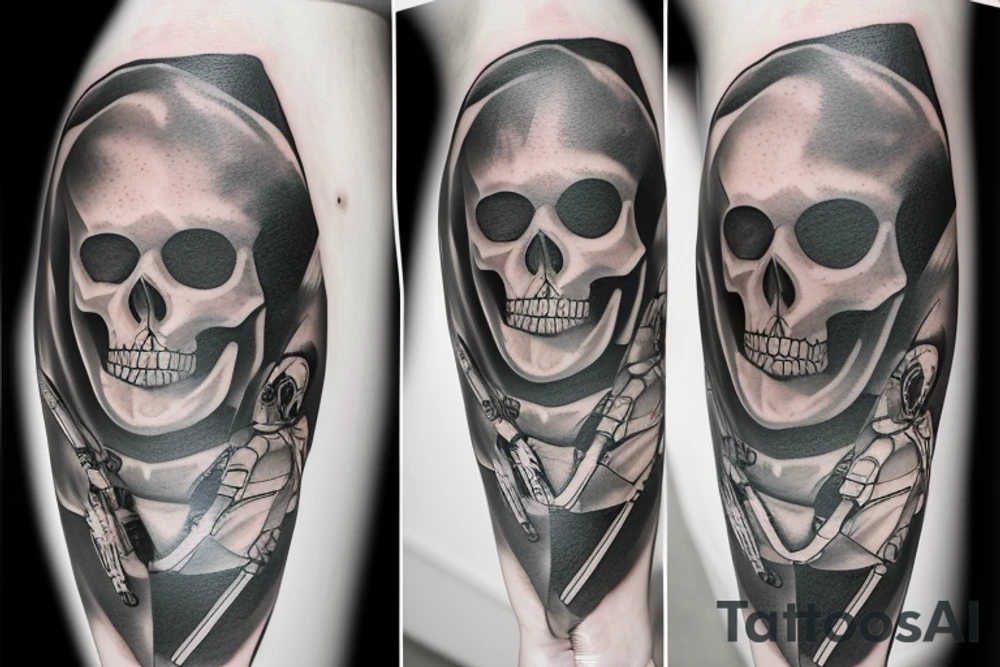 skeleton in astronaut tattoo idea