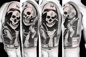 skeleton in astronaut tattoo idea