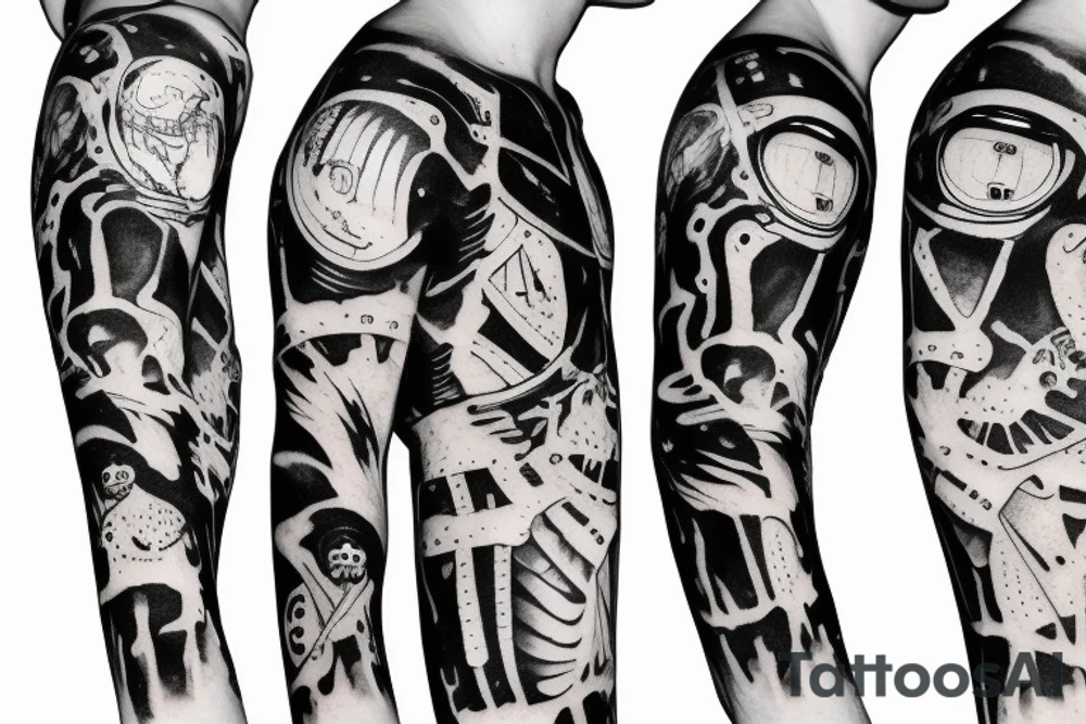 skeleton in astronaut tattoo idea