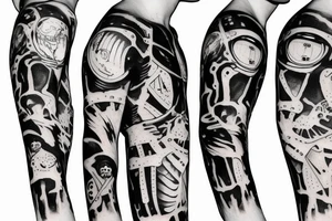 skeleton in astronaut tattoo idea