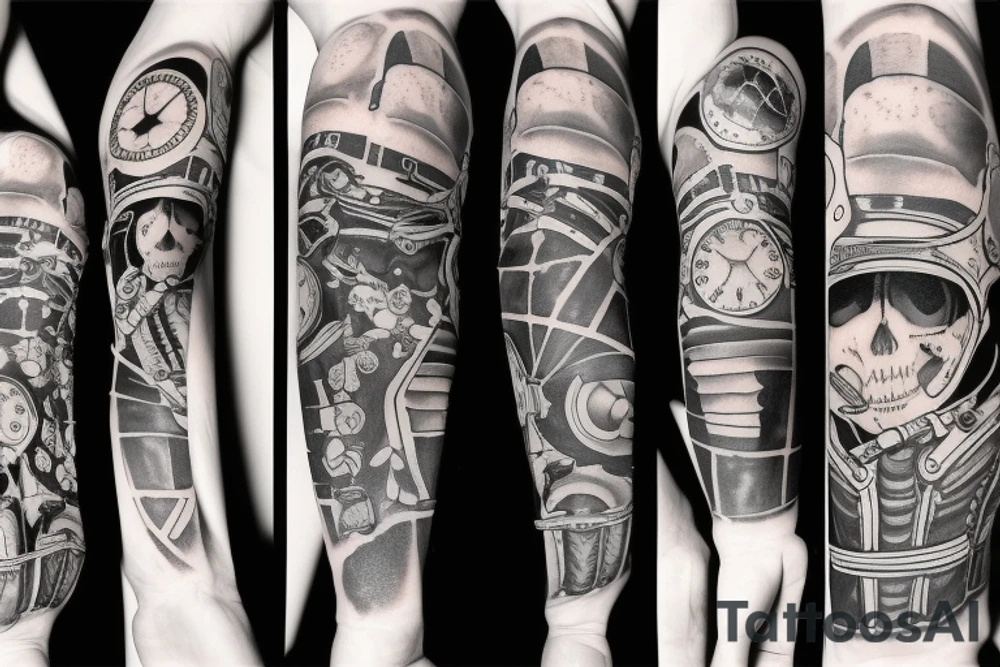 skeleton in astronaut tattoo idea