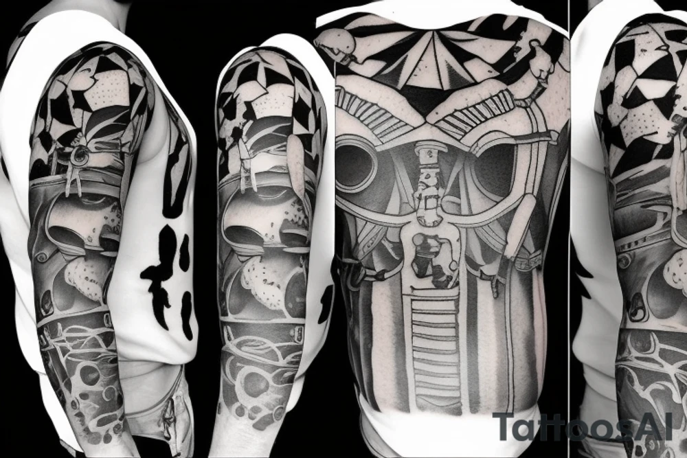 skeleton in astronaut tattoo idea