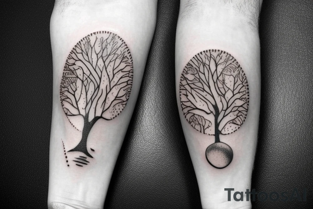 astronaut under a tree tattoo idea