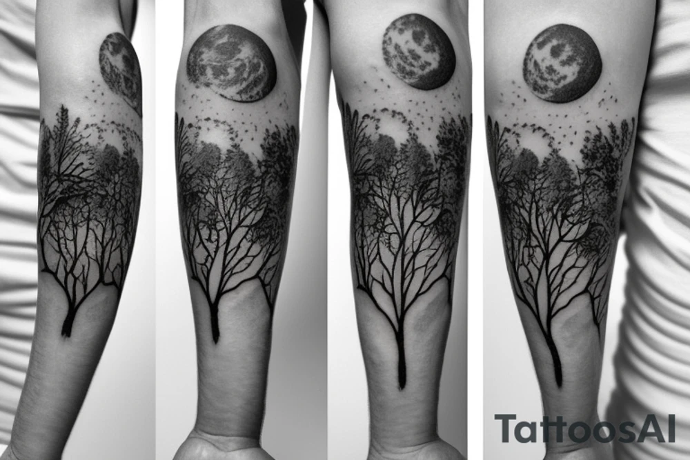 astronaut under a tree tattoo idea
