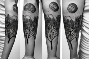 astronaut under a tree tattoo idea