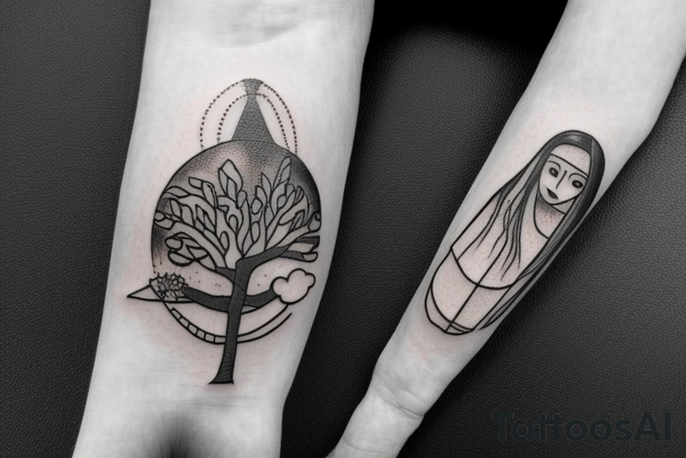 astronaut under a tree tattoo idea