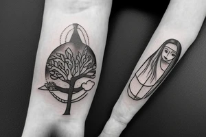 astronaut under a tree tattoo idea