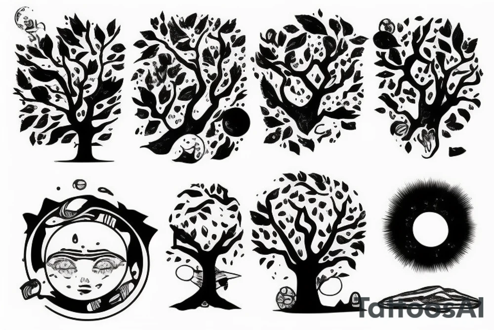 astronaut under a tree tattoo idea