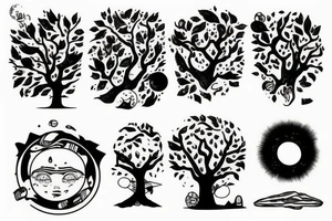 astronaut under a tree tattoo idea