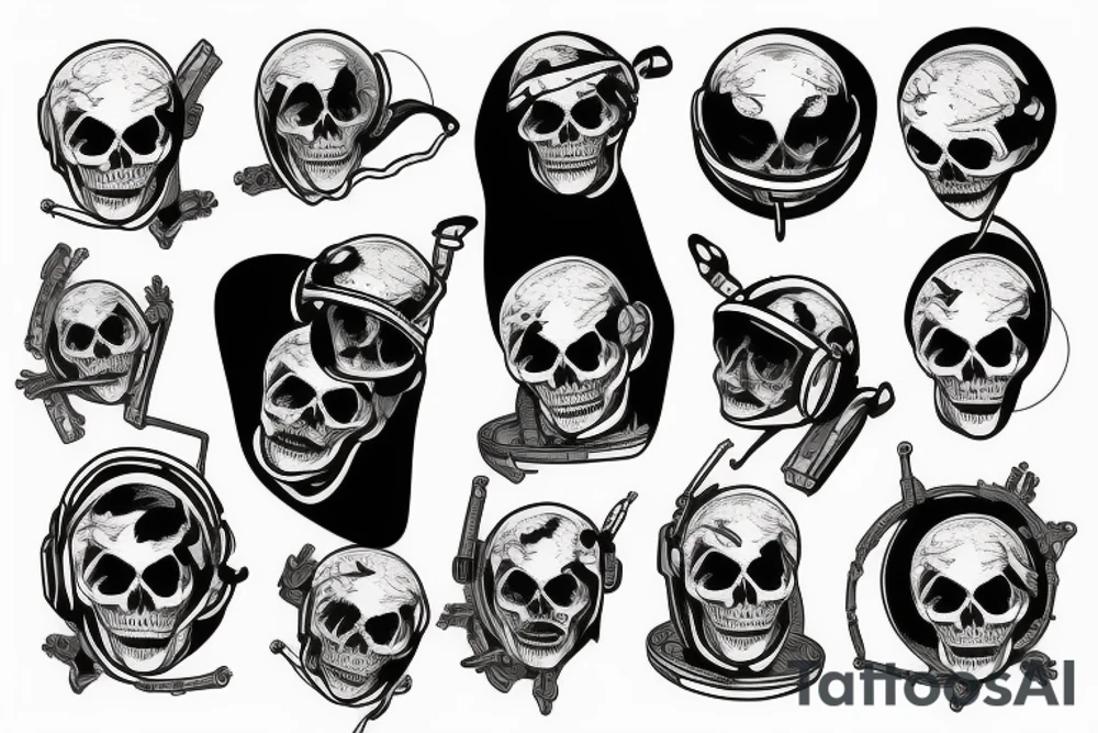 skeleton in astronaut tattoo idea