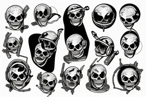 skeleton in astronaut tattoo idea