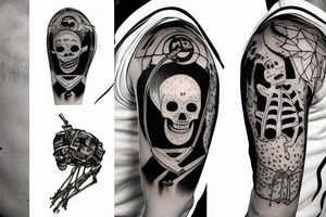 skeleton in astronaut tattoo idea