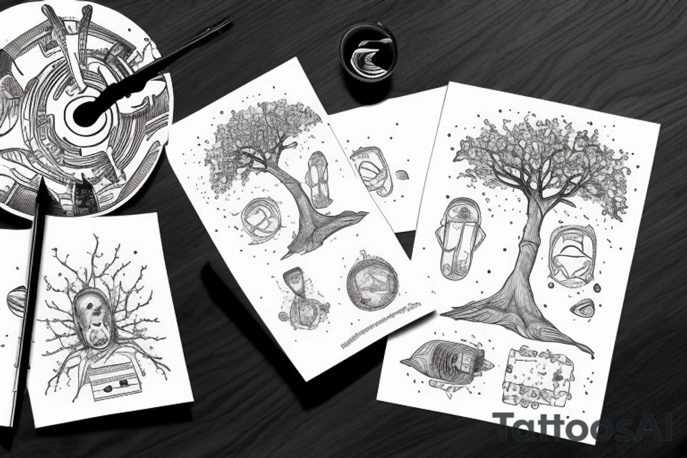 astronaut under a tree tattoo idea