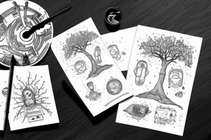 astronaut under a tree tattoo idea