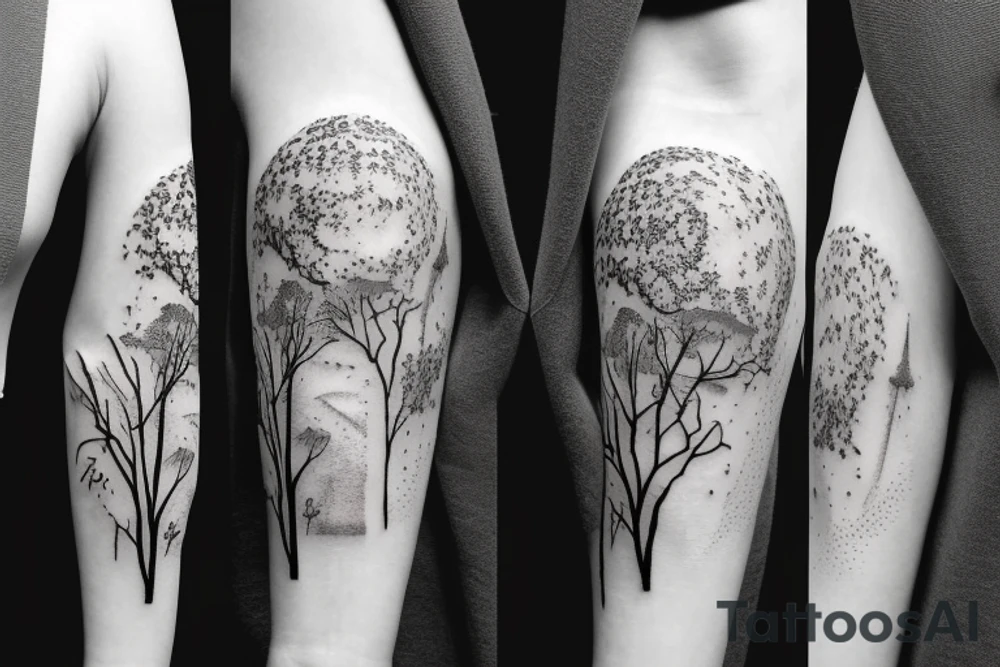 astronaut under a tree tattoo idea