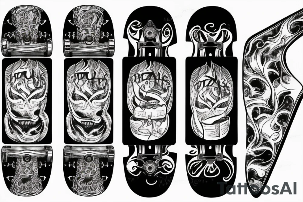 Skateboard with flames tattoo idea