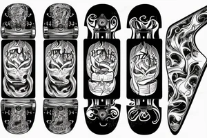 Skateboard with flames tattoo idea