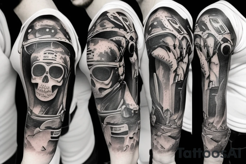 skeleton in astronaut tattoo idea