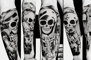 skeleton in astronaut tattoo idea