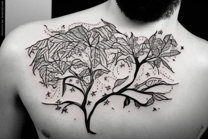 astronaut under a tree tattoo idea