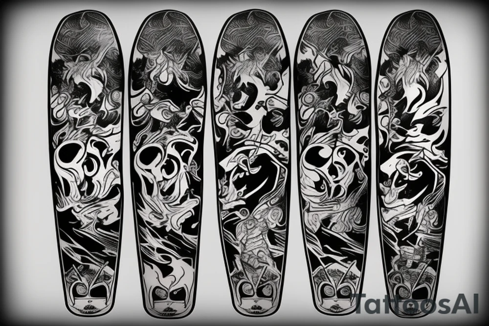 Skateboard with flames tattoo idea