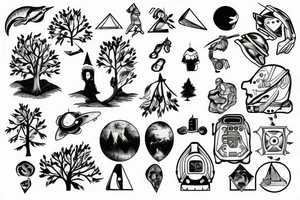 astronaut under a tree tattoo idea