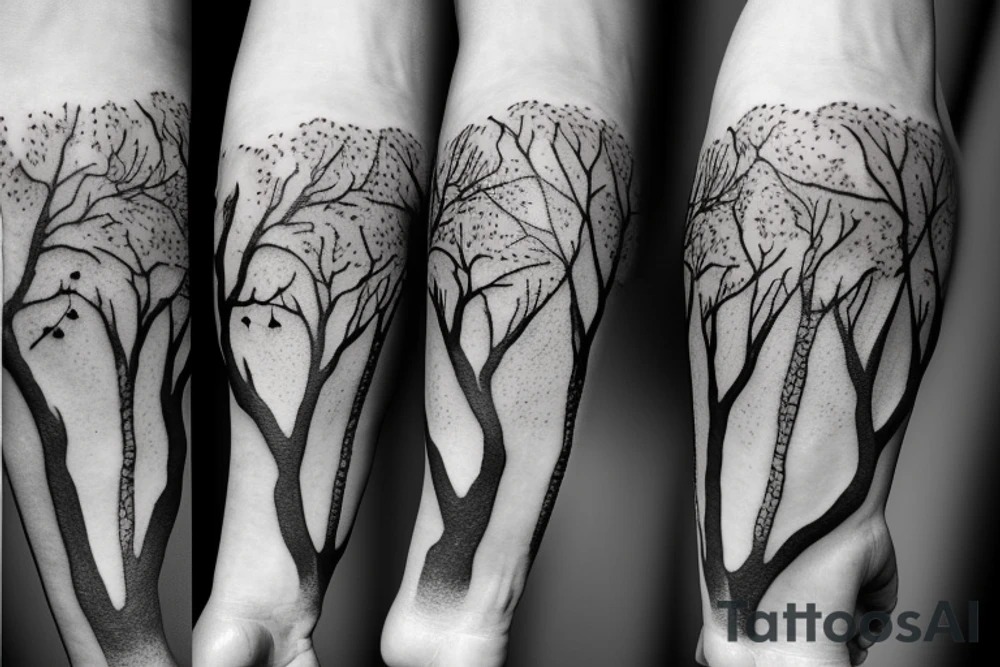 astronaut under a tree tattoo idea