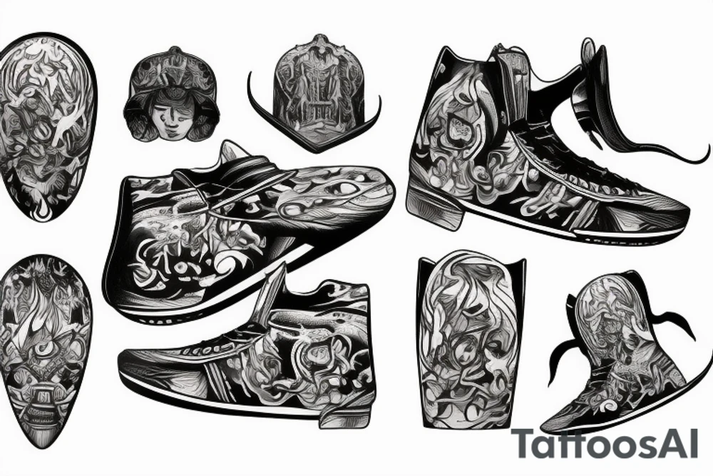 Skateboard with flames tattoo idea