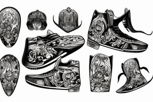 Skateboard with flames tattoo idea
