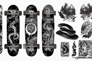 Skateboard with flames tattoo idea