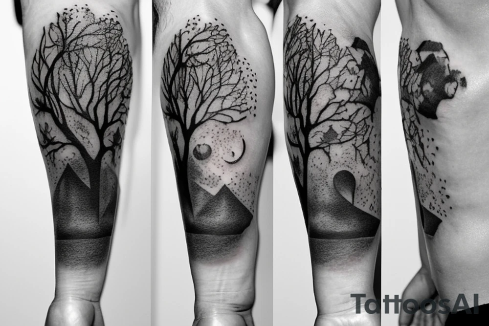 astronaut under a tree tattoo idea