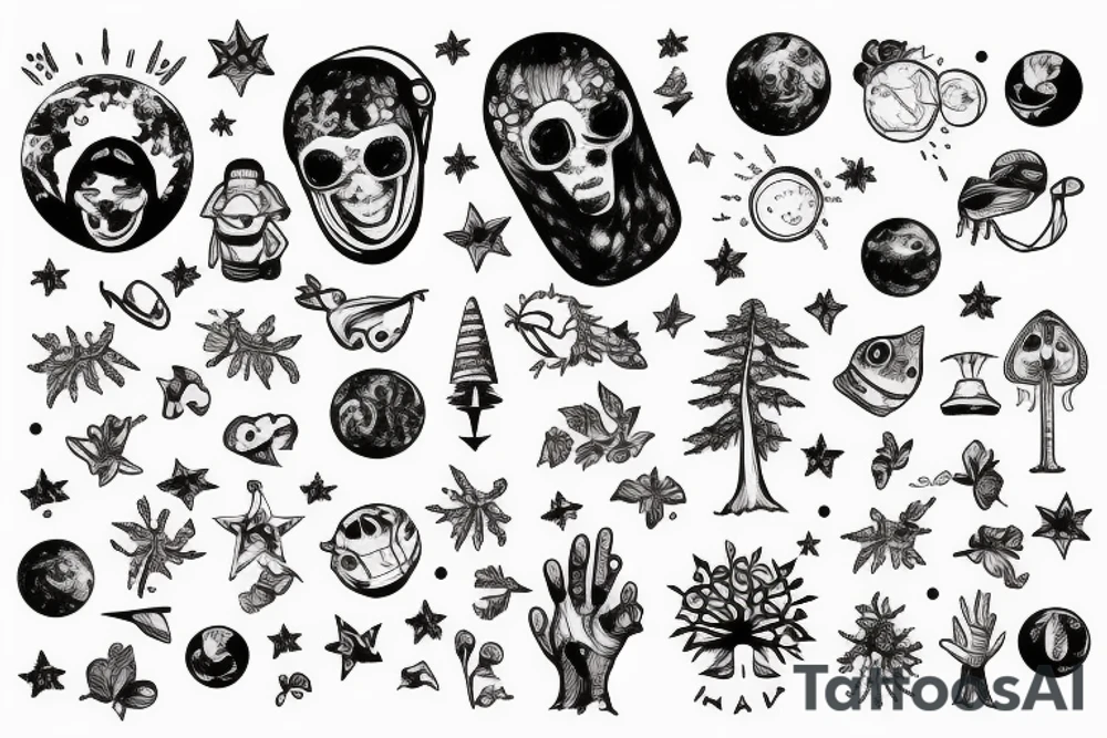 astronaut under the tree tattoo idea