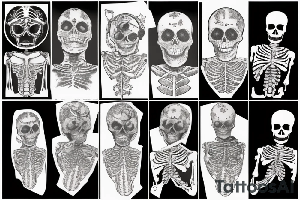 skeleton in astronaut tattoo idea